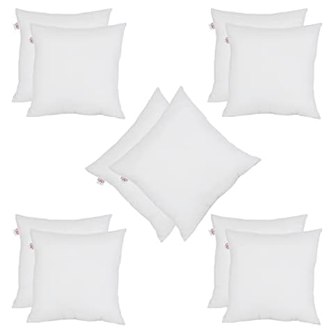 Set of 10 - 30cm x 30cm Hollowfibre Cushion Luxury New White Pad Inner Stuffer Pillow Polyester Insert Square Hypoallergenic (Pack of 10 | 12" x 12") Cover