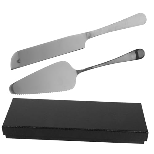 SOLUSTRE 1 Set Wedding Cake Knife Server Set Stainless Steel Cake Cutting Set with Serrated Knife Long Handle Spatula for Birthdays Weddings Effortless Cutting