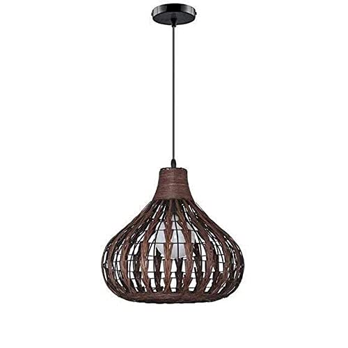 Lustre bambou E27 suspension rotin et osier pour escalier