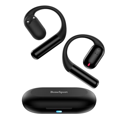 KOPIDOE Bone Conduction Headphone Wireless Bluetooth 5.4, 0.8g Sleep Earbuds with HD Mic/Touch Control/Clear Calls, Open Ear Headphones with Earhook for Cycling Yoga Workouts(Black)