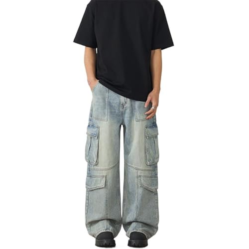 Men's Jeans Lightweight Ice Silk Summer Denim Loose Fit Straight Leg Pants