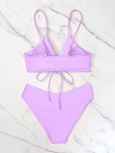 Image of Meetall Women's High Cut String Triangle Bikini Set Swimsuits Sexy Bathing Suits 2 Piece