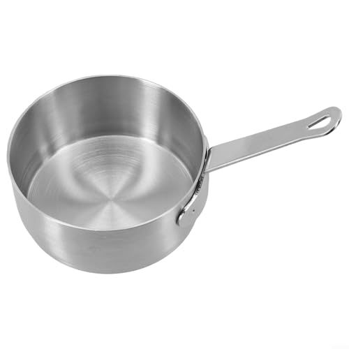 FABULETTA Mini Stainless Steel Saucepan 60/80/100ml Small Milk Pot with Long Handle for Gravy Coffee Butter Sauce Hanging Hole Smooth Edge Stove Safe(Silver(100ML))