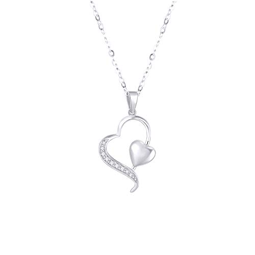 14k Gold Diamond Heart Pendant Necklace for Women, Fine Anniversary Jewelry for Wife/Girlfriend, Love Gifts for Her (0.1ct), 16-18 Inch