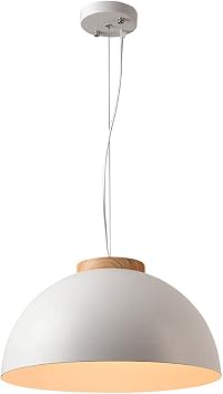 THAELY Modern Geometric Pendant Light Fixture, Kitchen, Bedroom Elegant Lampshade Simple Style Hanging Lighting with 15.7"" Metal Shade Industrial Fixtures for Living Rooms Coffee Bar - White, 9.8in