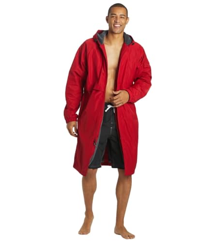 Image of Sporti Unisex Swim Parka with Comfort Plush Fleece Lining, Multi Pocket Zipper - Water Resistant Swim Coats for Women & Men