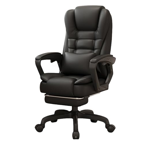 RKJDMSWJ Silla de Escritorio para computadora con Ruedas y Brazos abatibles, Silla de Cuero con función de inclinación, Silla de Escritorio Moderna para Oficina en casa, Silla de Oficina ergonómica r