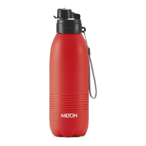MILTON Climb 1100 Stainless Steel Sipper Water Bottle 1150 ml, Single Walled, ISI Certified I Leak Proof Lid, Rust Proof I For School, Office, Gym I Red