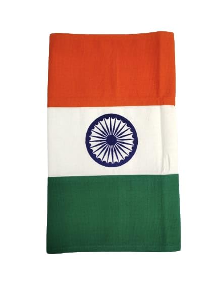 Image of PRIYAKANT SAFAWALA Tricolour Flag (Outdoor /Indoor) Flag in 100% Pure Khadi Fabric [Size,12x18 Inches]