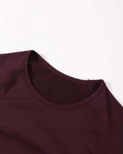 Image of AUROLA Influence Women Crop Top Short Sleeve Compression Workout T-Shirt | Raglan Short Sleeve Crop Top, High-Stretch Seamless Knit, Stay-Put Ribbed Underband, Soft Breathable Comfort
