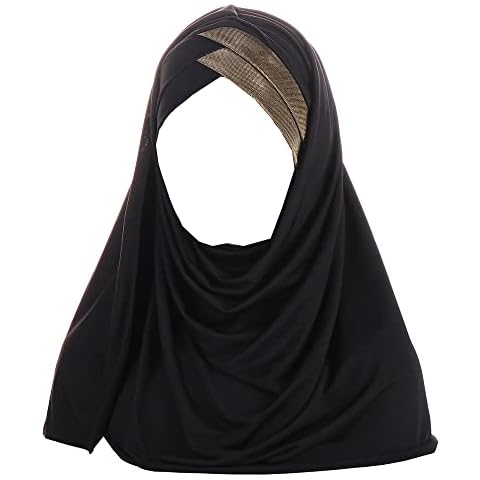 JDYaoYing Women Sequins Muslim Hijab Islamic Shiny Head Wrap Scarf Shawl Long Turban Cap Head Cover Cover