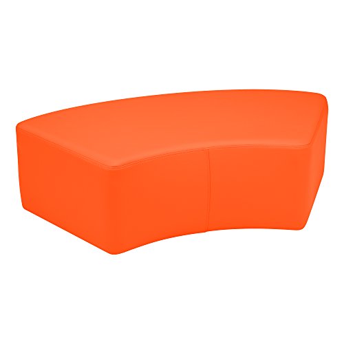 Image of Sprogs 12 inch H Structured S-Curve Stool -Flexible Modular Collaborative Soft Seating for Office, Home, Lounge and School Classrooms with Durable Frame & Set of 2 inch Casters Add-on -Orange