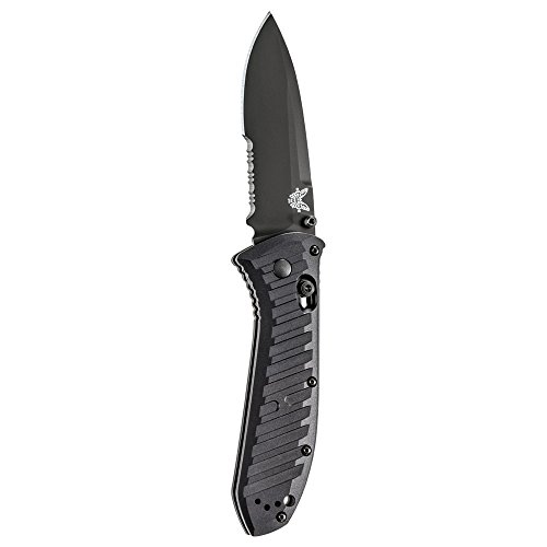 Benchmade - Manual Presidio II 570 Knife, Drop-Point Blade, Serrated Edge, Coated Finish, Black Handle