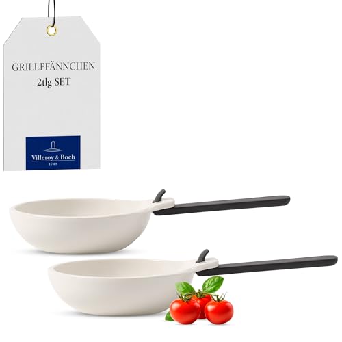 Villeroy & Boch BBQ Passion Grillpfännchen mit Griff, 2er Pack, Premium Porzellan, weiß