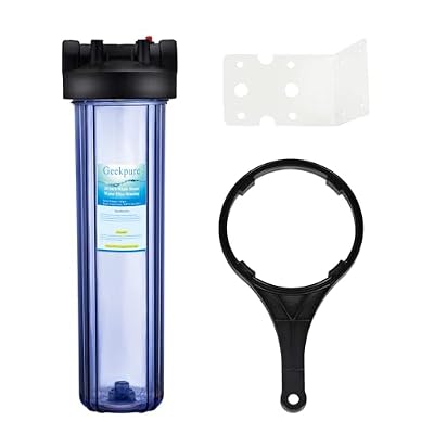 Geekpure 20 Inch Whole House Water Filter Housing Fit for 4.5 x20 Inch Filters - Clear-1" NPT Brass Port (1)