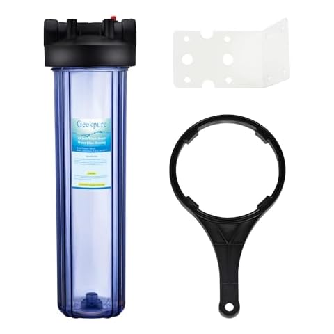 Geekpure 20 Inch Clear Whole House Water Filter Housing - 1" NPT Brass Port (1) Cover