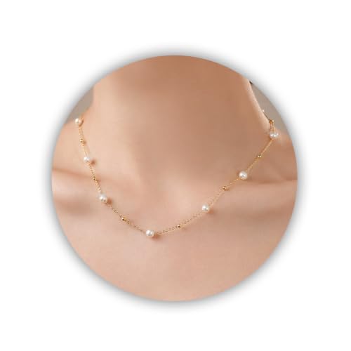 Image of SmileBelle Pearl Necklaces for Women, 18K Gold Choker