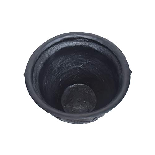 Great Deal Furniture Doreen Garden Urn Planter Pot, Round, Roman, Botanical, Black Lightweight Concrete #TOP7