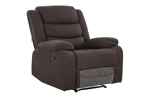 Image of Urban living - Illinois Single Seater Fabric Manual Recliner | 1 Seater Sofa | Single Sofa Recliner | 1 Seater Chair Sofa | 1 Year Warranty | Dark Brown