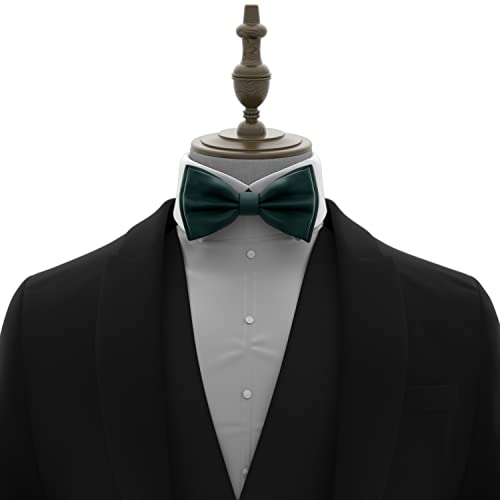Adam Young Boy's Hunter Green Bow Tie Pre-Tied Style Formal Satin Classic Bowtie for Tuxedo Faux Silk (Medium, Dark Green)4