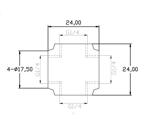 XSPC G1/4 raccordo 4-vie - Chromo nero