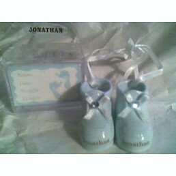 Personalized Porcelain Baby Boy Booties - ADAM