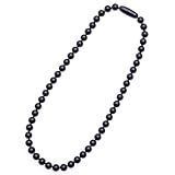 [アウローラ] ジェットネックレス 8mm 17インチ 天然 45cm マグネットクラスプ 日本製 (水牛角クラスプ)