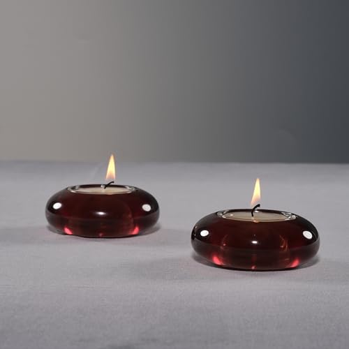 ICNBUYS Lot de 2 bougeoirs décoratifs Faits à la Main en Forme de Galets - Décoration d'intérieur pour apaiser l'esthétique terreuse - Marron foncé -...