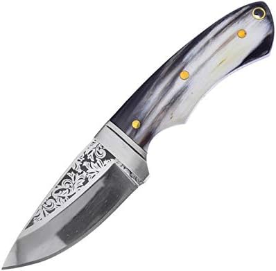 Frost Cutlery SHP-130OX Fixed Blade Ox Horn Etched Knife