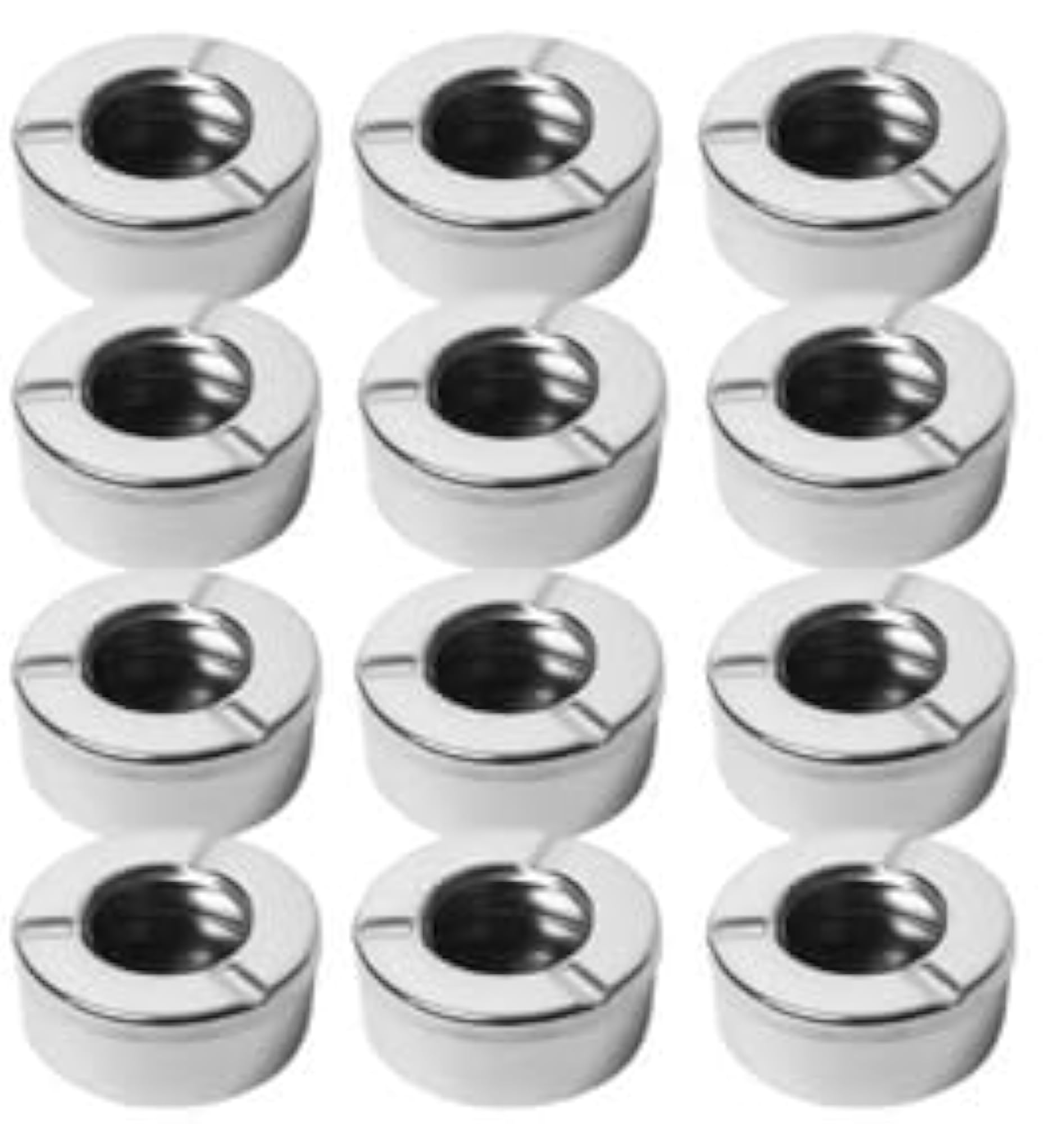 Premium Stainless Steel Black Ashtray with Lid, Set of 6