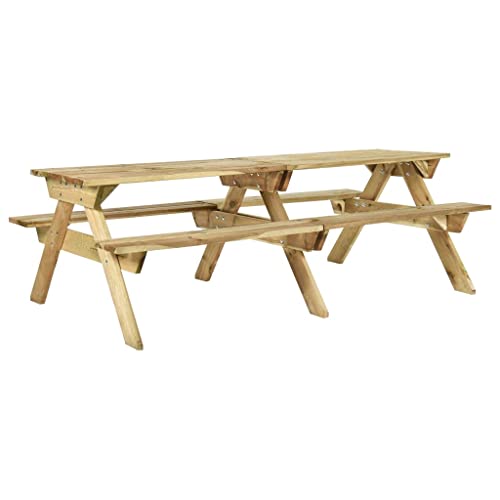vidaXL Mesa de Pícnic con Bancos Camping Campamento Silla Asiento Jardín Patio Terraza Balcón Exterior 220x122x72 cm Madera Pino Impregnada