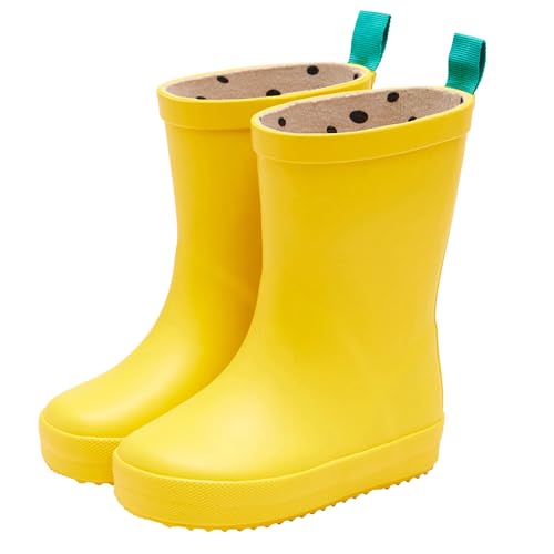Ten Little Rain Boots for Toddlers & Kids - APMA-Approved Kids Rain Boots for Girls & Boys - Waterproof, Lightweight, Easy-On, Flexible Rubber Toddler Rainboots with Enhanced Traction - Yellow Size 7