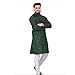 RC FASHIONS Men's Embroidered Sequined Kurta with White Pyjama Set Indian Traditional Party Wear Outfit (Green Lines, L)
