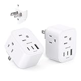 【2 Pack】 US to Japan Plug Adapter, Type A Travel Power with 3 Outlets, 3 USB Ports (2 USB C), 6 in 1 Travel Power Plug Adaptor for USA to Japanese Canada Mexico Philippines Peru