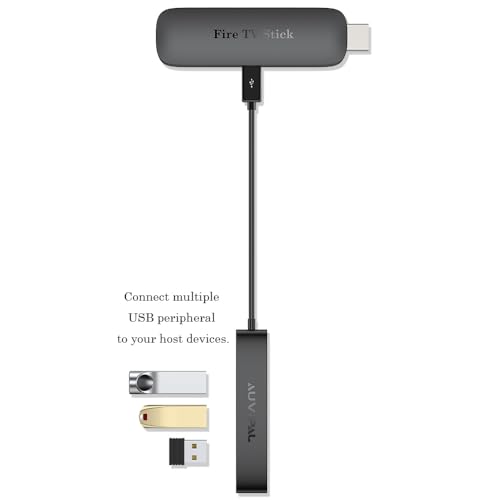 AuviPal 3-Port Micro USB OTG Hub Adapter (3 USB Ports + Power Port) for Fire Stick 4K, PlayStation Classic, Raspberry Pi Zero, Sega Genesis Mini, S/NES Classic Mini and More - Black