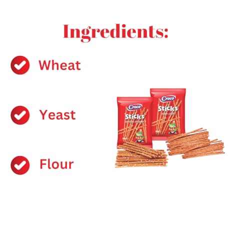 Image of Croco Pretzel Salted Sticks 80g (Pack of 2), Imported Namkeen Snacks & Chips, Premuim Baked Crackers