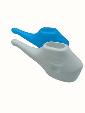 Goodshealthshop Plastic Unbreakable Jal Neti for Nasal Wash Light-Weight Neti Pot | Handy, Compact & Travel Friendly 10 Sachet Salt Set of 2 (1 Blue + 1 White)