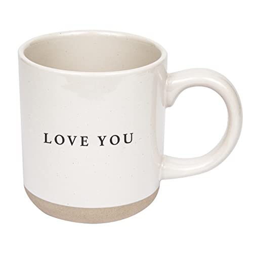 Sweet Water Decor Love You Stoneware Coffee Mugs - 14Oz Coffee Mugs for Hot & Cold Drinks - Cute Mugs Dishwasher & Microwave Safe - Valentines Gift Espresso Mugs - Ideal for Coffee & Tea Lovers