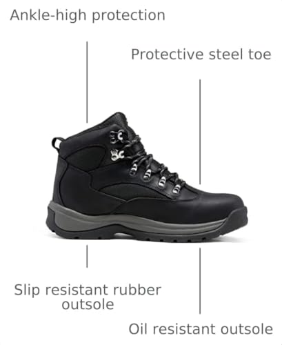 Image of NORTIV 8 Steel Toe Work Boots for Men Waterproof Slip Resistant Safety Construction Boots