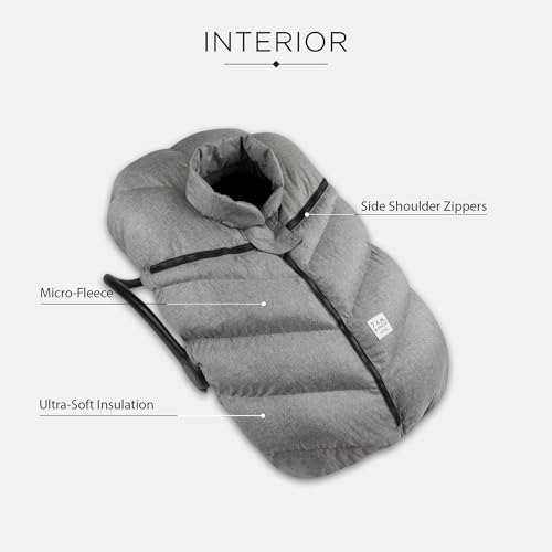 Image of 7AM Enfant Car Seat Covers - Cocoon Baby Cover for Boys & Girls, Rain & Snow Repellent, Breathable Windproof, Center Zipper, Universal Fit for Infant Car Seat (0-12M) (Heather Grey)