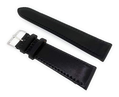SandtuhrLeather Cordovan Shell Galopper-NL Watch Strap 2nd Choice 19 mm Black, Strap.