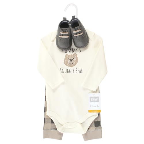 Image of Hudson Baby Unisex Baby Cotton Bodysuit, Pant and Shoe Set