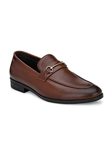 Image of San Frissco Men's Loafers Tan Handcrafted Formal Horsebit Shoes /Slip-on Shoe for Office, Wedding & Parties /Easy to Match Moccasins with Stylish Lightweight and Comfortable - 9