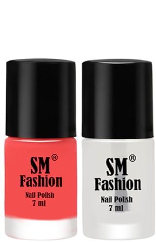Image of Long Lasting Nail Polish | Nail Paint Combo 7 ml Each) - Set of 2 Light Pink-Top Coat