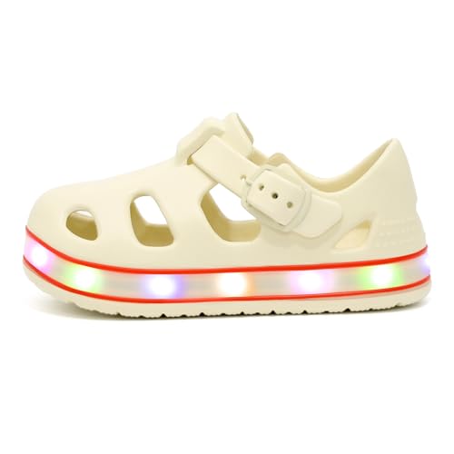 KALEKI Toddler Wide Toe Box Sandals For Boys & Girls,Children's Closed Toe Light Up Water Sandal with Adjustable Strap
