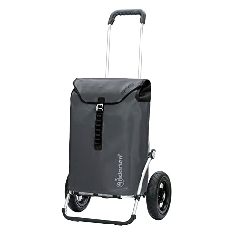 ANDERSEN Einkaufstrolley - Royal Shopper Ortlieb anthrazit 49 L Handwagen, wasserdicht, wetterfest, Aluminium, klappbar, luftbereiftes Kugellagerrad
