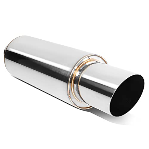 Dna Motoring EXA-MF-004-T1 Stainless Steel Straight Through Exhaust Muffler Universal,3 Inch Outlet cover