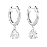 Pendientes para mujer, elegantes aros con colgante triangular de moissanita, Metal, Moissanita