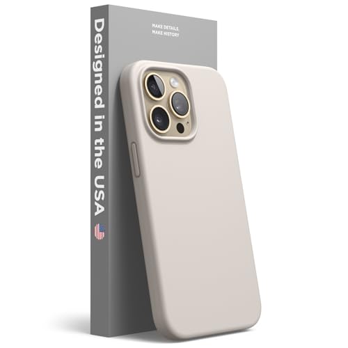 elago Silicone Liquido Custodia Cover Compatibile con iPhone 13 Pro Case (6.1'), Cover Protettiva per Fotocamera con Schermo Intero, Antiurto, Custodia in Morbida Microfibra Antigraffio (Pietra Beige)