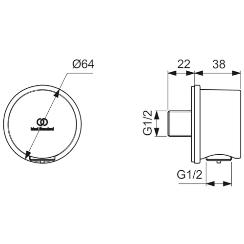 Ideal Standard BC808AA Idealrain Wandanschlussbogen mit Rückflussverhinderer, Schlauchanschluss Dusche Duschschlauch Adapter Universal, Wandmontage, Badezimmer Bad Zubehör, Chrom